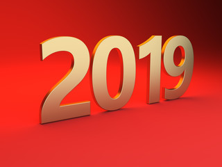      New Year 2019 Creative Design Concept - 3D Rendered Image 