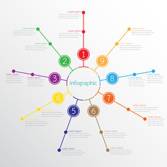 Vector infographic templates used for detailed reports. All 9 topics.