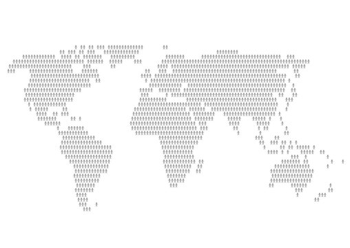 世界地図のイラスト: 人々の模様