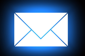Abstract email design on blue background , 3d illustration