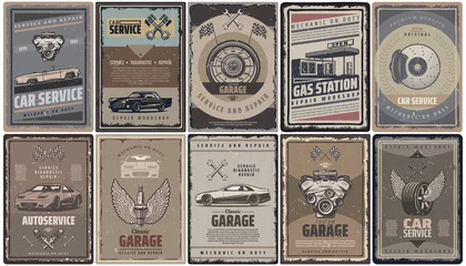 Deurstickers Vintage Car Service Brochures Collection © ivan mogilevchik