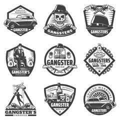 Vintage Gangster Labels Set - obrazy, fototapety, plakaty