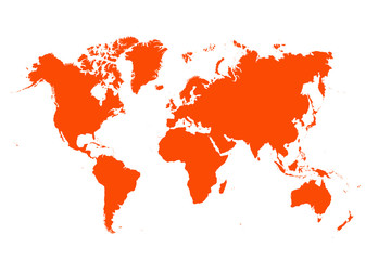 red map of the world ,Silhouette background