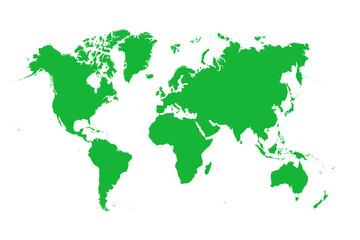 green map of the world ,Silhouette background