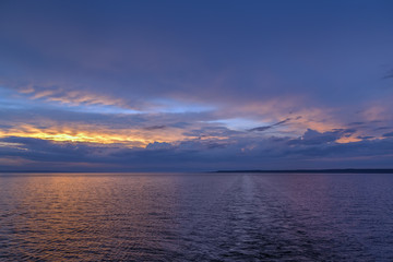 Sunset on Ladoga lake, Russia