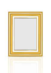 Realistic Gold Frame for photo on background illustration