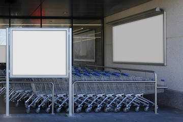 Blank billboard in a supermarket