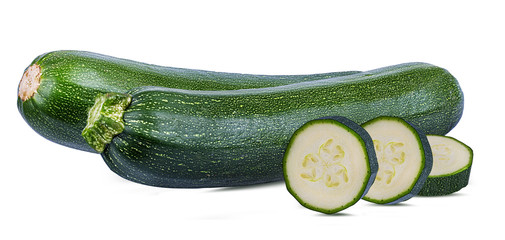 Fresh green zucchini isolated on white background with clipping path