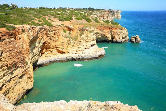 Rugged Atlantic Coast near Lagos in Algarve, Portugal