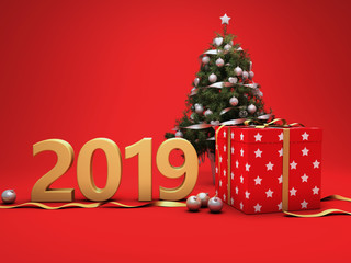      New Year 2019 Creative Design Concept - 3D Rendered Image 