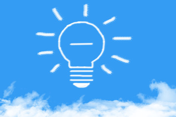 negative think bulb cloud shaped on blue sky