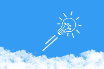 think bulb cloud shaped on blue sky