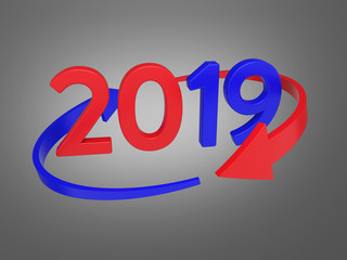      New Year 2019 Creative Design Concept - 3D Rendered Image 