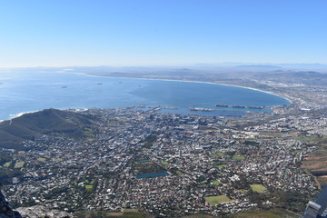 View over Cape Town from the big Table Mountain in South Africa