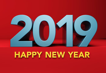      New Year 2019 Creative Design Concept - 3D Rendered Image 