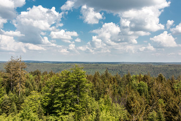 German countryside with forests, fields and meadows
