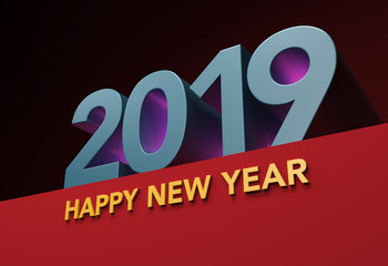  New Year 2019 Creative Design Concept - 3D Rendered Image 