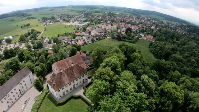 Blick vom Kloster Andechs &uuml;ber Erling , Panorama, Bayern, 4K