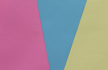 Creative geometric  paper background. Pink, blue, yellow pastel colors. Abstraction. Template.