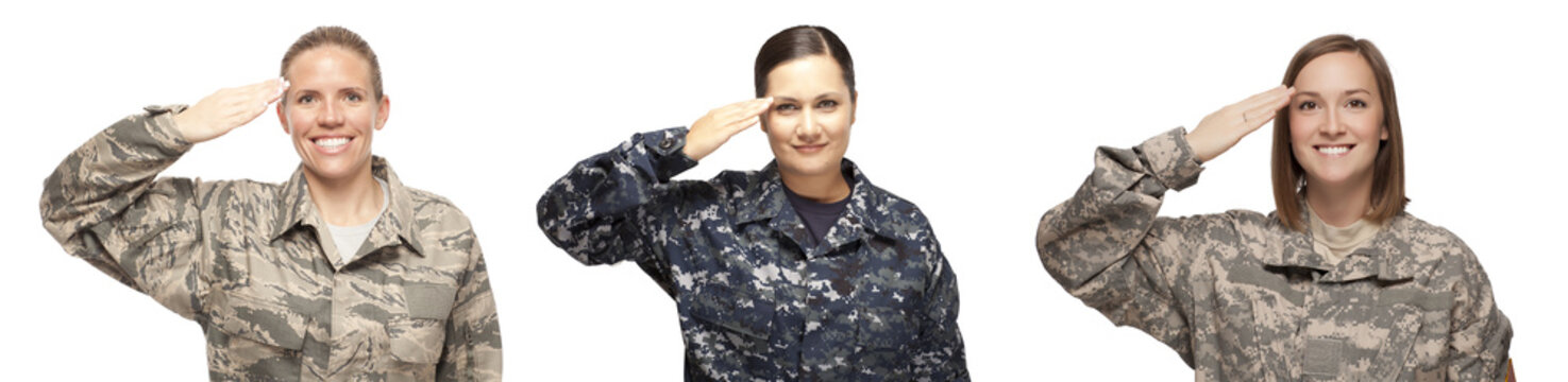 Female servicewomen saluting