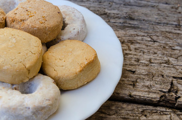 Detailed view on polvorones mantecados and roscos de vino