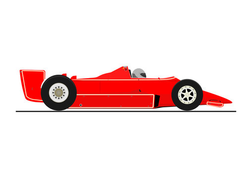 Sticker of racing car. Side view. Flat vector.