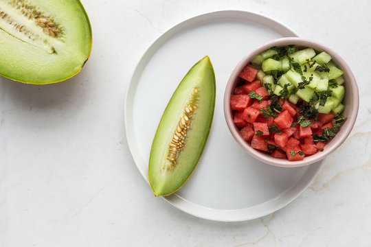mix of Creative layout made of fresh water melon and melon