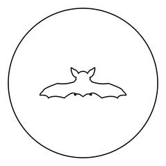 Obraz premium Night bat black icon in circle outline