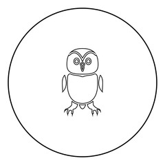 Owl black icon in circle outline