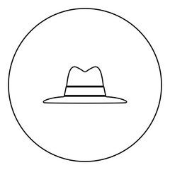 Hat black icon in circle outline
