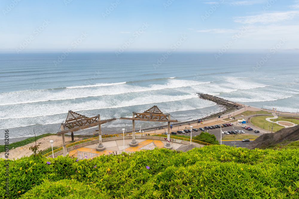 Wall mural pacific coast view from miraflores district in lima, peru