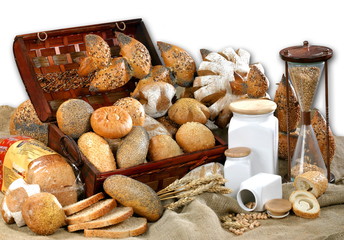 Fresh bread, different kinds closeup