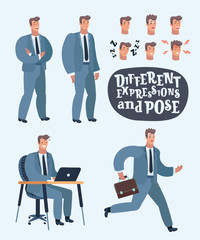 Business men character set in various poses. 