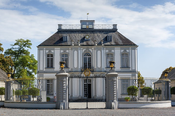 The palace of Falkenlust. The Falkenlust palaces is a historical building complex in Brühl, North...