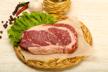 Rib eye raw steak