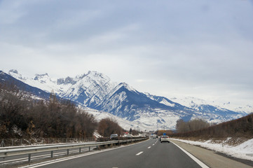 The road to the mountain peaks.