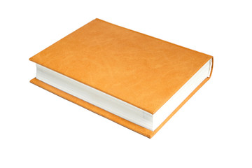 The book is in a bright brown hard leather cover