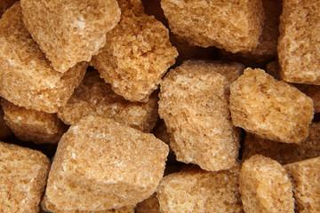 Brown cane unrefined sugar cubes