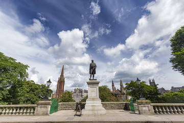 Blue sky on a summer day in Aberdeen, Scotland.
