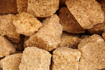 Brown cane unrefined sugar cubes