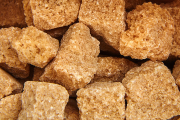Brown cane unrefined sugar cubes