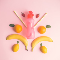 Fresh fruits smoothie minimal creative concept.