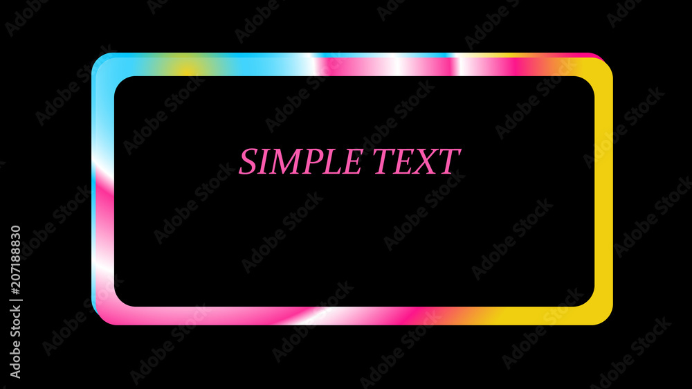 Poster pink with blue and yellow gradient metallic shiny radiant frame with overflows, low tones abstract m