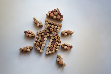 Wine corks insect abstract composition isolated on white background