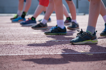 Boys waiting at the starting line