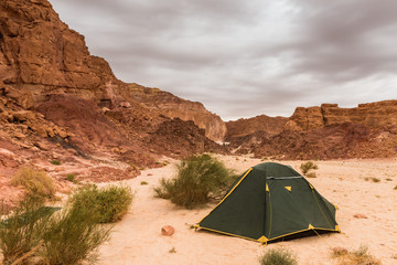 small touristic tent in desert