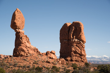 Rock formations in Arches National Park, Utah. 