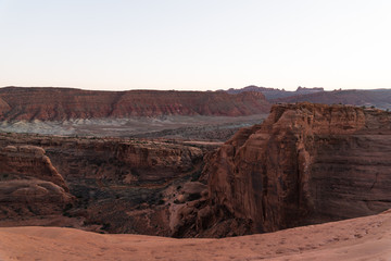 Pink sunset at Arches National Park, Utah. 