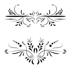 Elegant black ornament on a white background in a classic style