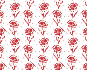 Fototapeta na wymiar Vector seamless retro pattern, flowers tulip. Can be used for web page background, pattern fills, wallpaper, surface textures.